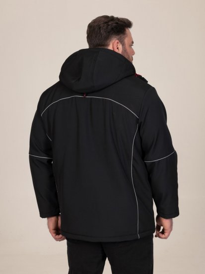 D555 Jamie Soft Shell Detachable Hood Padded Jacket Zwart - Jassen - Grote Maten Herenjassen