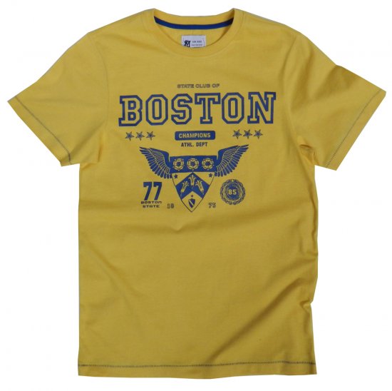 Kam Jeans Boston Tee Yellow - T-shirts - Grote Maten T-shirts Heren
