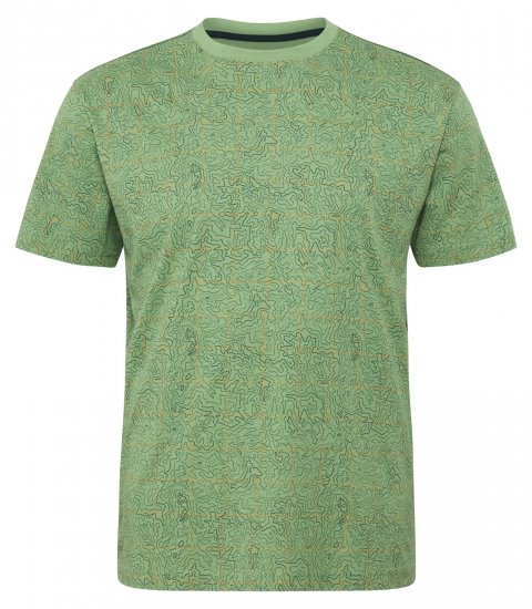 North Latitude Allover Printed T-shirt Middengroen - T-shirts - Grote Maten T-shirts Heren