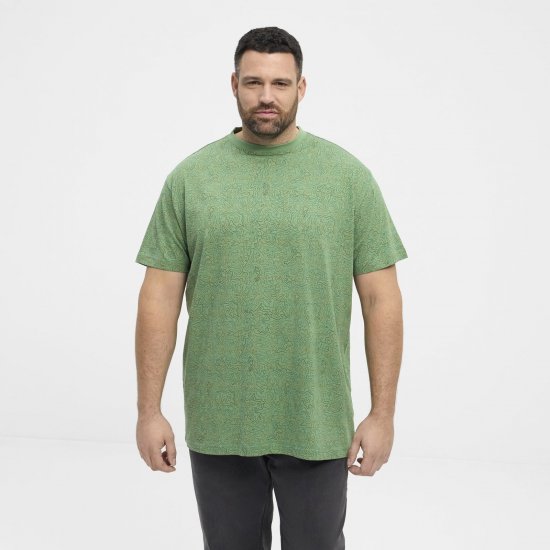 North Latitude Allover Printed T-shirt Middengroen - T-shirts - Grote Maten T-shirts Heren