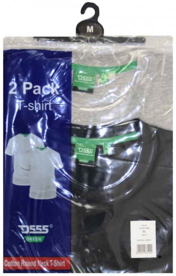 D555 Fenton 2-pack Black/Grey T-shirt - T-shirts - Grote Maten T-shirts Heren