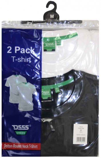 D555 Fenton 2-pack Black/White T-shirt - T-shirts - Grote Maten T-shirts Heren