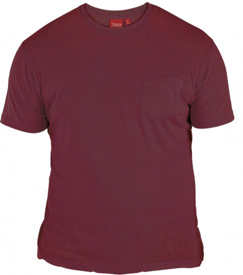 D555 Mavi T-shirt Burgundy with Pocket - T-shirts - Grote Maten T-shirts Heren