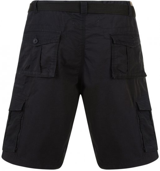 Kam Jeans Belted Cargo Shorts Black - Korte broeken - Grote Maten Korte Broeken Heren