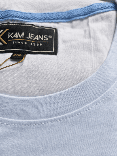 Kam Jeans 5780 Cut And Sew Panel T-Shirt Navy - T-shirts - Grote Maten T-shirts Heren