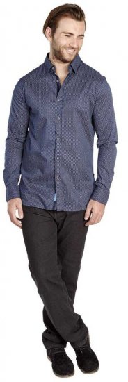 D555 MARVIN Small Circle Print Long Sleeve Shirt - Overhemden - Overhemden Grote Maten Heren