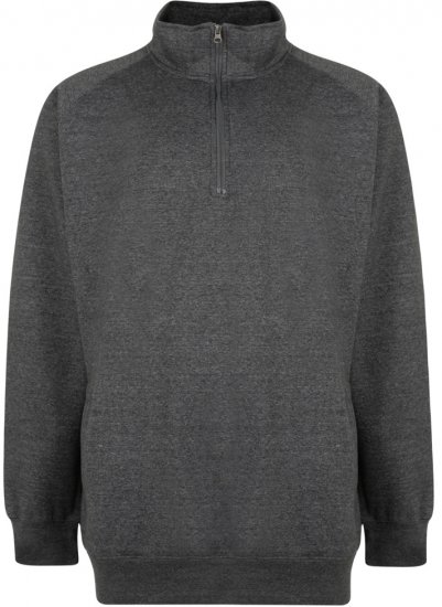 Kam Jeans Half-Zip Sweatshirt Charcoal - Sweaters & Hoodies - Sweaters & Hoodies Grote Maten Heren