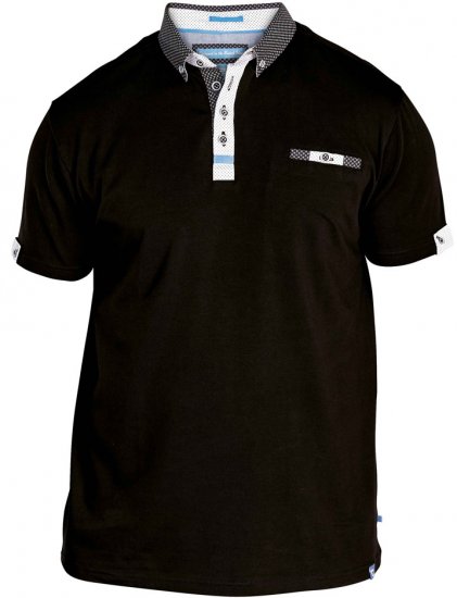 D555 Edger Stretch Cotton Polo Black - Polo shirts - Grote Maten Poloshirts Heren