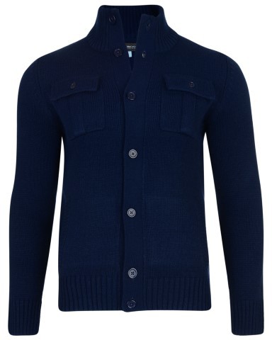 Kam Jeans Button Thru Knit Cardigan Navy - Sweaters & hoodies - Sweaters & Hoodies Grote Maten Heren