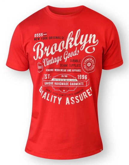 D555 NEAL Brooklyn Crew Neck T-Shirt Red - T-shirts - Grote Maten T-shirts Heren
