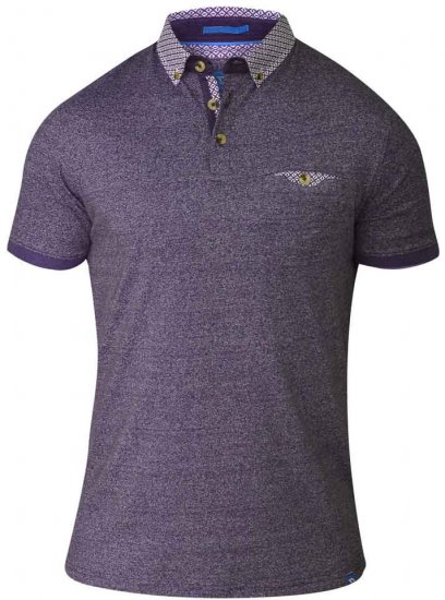 D555 DIEGO Short Sleeve Twist Polo Purple - Polo shirts - Grote Maten Poloshirts Heren