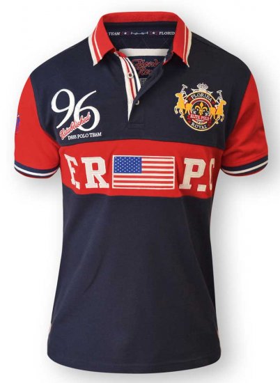 D555 ARYAN Florida Royal Racing Polo Navy/Red - Polo shirts - Grote Maten Poloshirts Heren