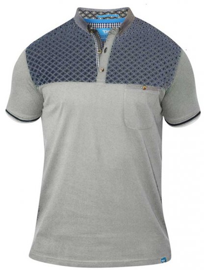 D555 MAURICE Top Paneled Short Sleeve Polo Grey - Polo shirts - Grote Maten Poloshirts Heren
