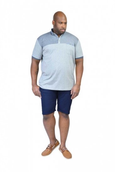 D555 MAURICE Top Paneled Short Sleeve Polo Grey - Polo shirts - Grote Maten Poloshirts Heren