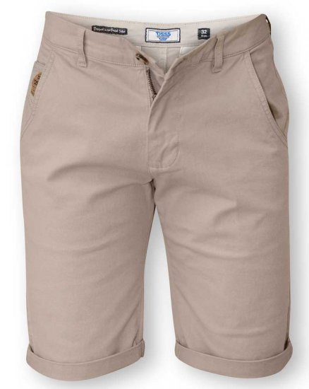 D555 COLTEN Stretch Cotton Chino Short Beige - Korte broeken - Grote Maten Korte Broeken Heren