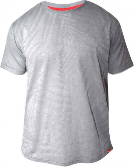 D555 ADAM Allover Leaf Print T-Shirt Grey - T-shirts - Grote Maten T-shirts Heren