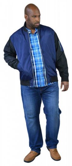 D555 LOUIS Lined Bomber Jacket Navy/Black - Jassen - Grote Maten Herenjassen