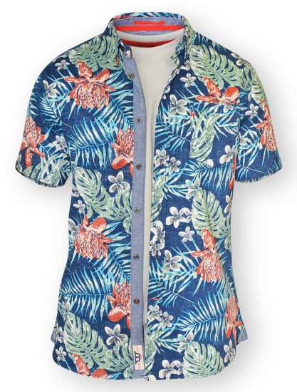 D555 ENRIQUE Short Sleeve Hawaiian Leaf Shirt & T-shirt Combo - Overhemden - Overhemden Grote Maten Heren