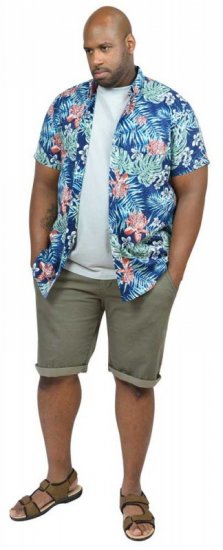 D555 ENRIQUE Short Sleeve Hawaiian Leaf Shirt & T-shirt Combo - Overhemden - Overhemden Grote Maten Heren