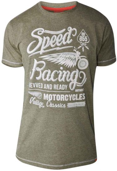 D555 CORTEZ Speed Racing T-Shirt Khaki - T-shirts - Grote Maten T-shirts Heren