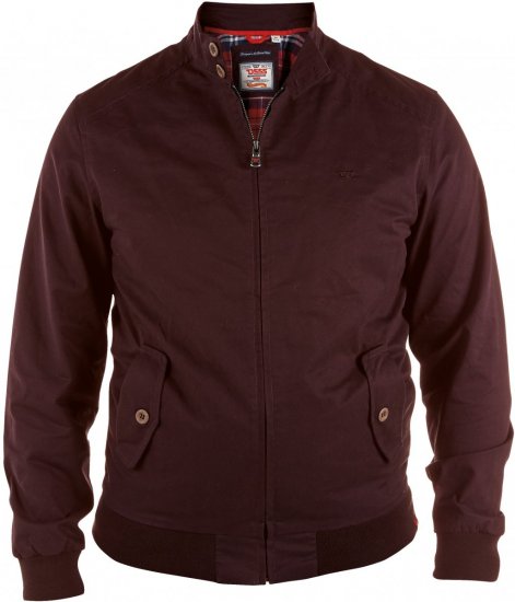 D555 Windsor Cotton Harrington Jacket Burgundy - Jassen - Grote Maten Herenjassen