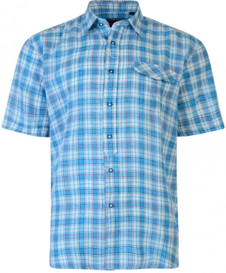 Kam Jeans Short Sleeve Check Shirt Turquoise - Overhemden - Overhemden Grote Maten Heren