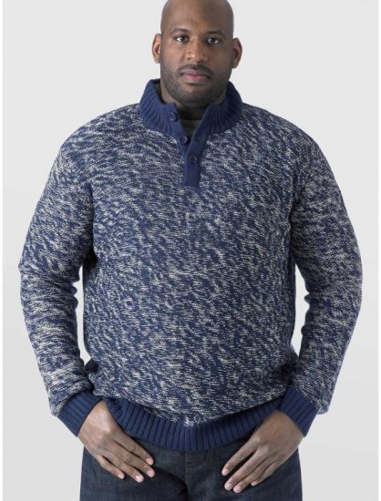 D555 MARSDEN Neck Sweater Navy/Ecru - Sweaters & hoodies - Sweaters & Hoodies Grote Maten Heren