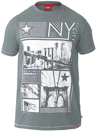 D555 RUEBEN NY City Print T-Shirt Khaki - T-shirts - Grote Maten T-shirts Heren
