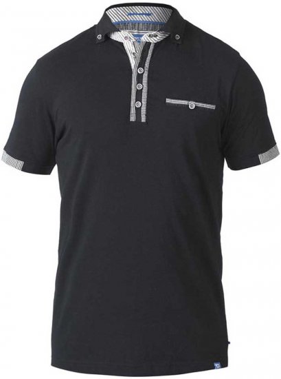 D555 SWANN Short Sleeve Stretch Polo Black - Polo shirts - Grote Maten Poloshirts Heren