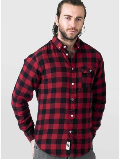 D555 Lawton LS Flannel Shirt Red - Overhemden - Overhemden Grote Maten Heren