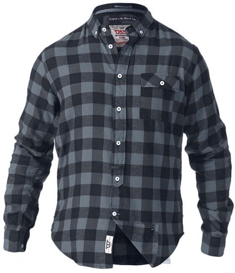 D555 Lawton LS Flannel Shirt Grey - Overhemden - Overhemden Grote Maten Heren