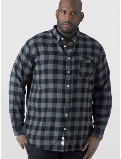 D555 Lawton LS Flannel Shirt Grey - Overhemden - Overhemden Grote Maten Heren