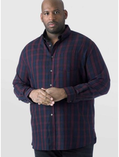 D555 Nixon LS Shirt Navy/Wine - Overhemden - Overhemden Grote Maten Heren