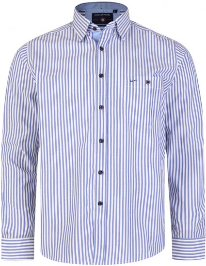 Kam Jeans 6139 Long Sleeve Shirt Blue - Overhemden - Overhemden Grote Maten Heren
