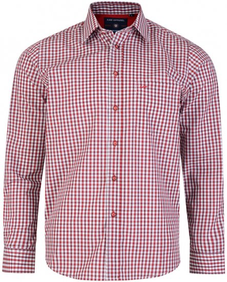 Kam Jeans 6140 Long Sleeve Shirt Red - Overhemden - Overhemden Grote Maten Heren