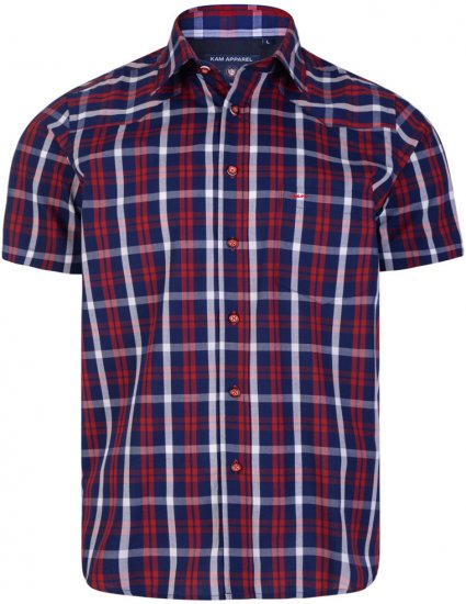 Kam Jeans 6143 Short Sleeve Shirt Red - Overhemden - Overhemden Grote Maten Heren