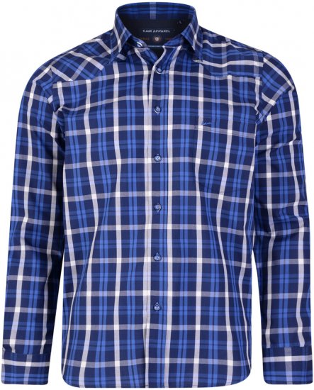 Kam Jeans 6143 Long Sleeve Shirt Navy - Overhemden - Overhemden Grote Maten Heren