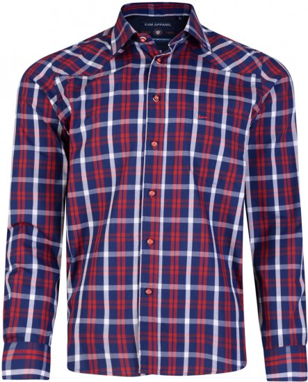 Kam Jeans 6143 Long Sleeve Shirt Red - Overhemden - Overhemden Grote Maten Heren