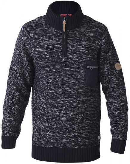 D555 REMINGTON Sweater With Woven Zipper Chest Pocket Navy/Grey - Sweaters & hoodies - Sweaters & Hoodies Grote Maten Heren