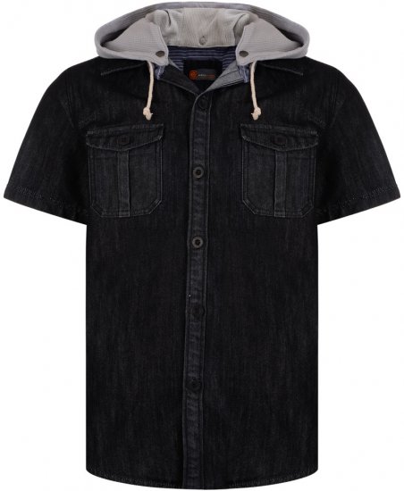Kam Jeans Luiz Short Sleeve Denim Shirt Black - Overhemden - Overhemden Grote Maten Heren
