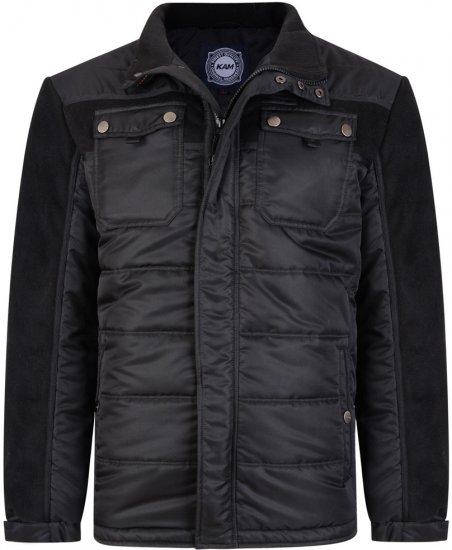 Kam Jeans 66 Padded Qulited Jacket Black - Jassen - Grote Maten Herenjassen