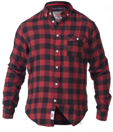 D555 Lawton LS Flannel Shirt Red - Overhemden - Overhemden Grote Maten Heren