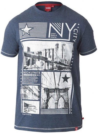 D555 RUEBEN NY City Print T-Shirt Denim - T-shirts - Grote Maten T-shirts Heren