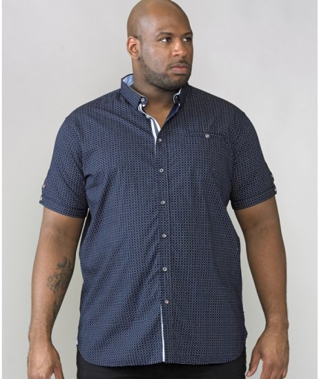 D555 Republic Short Sleeve Shirt Navy - Overhemden - Overhemden Grote Maten Heren
