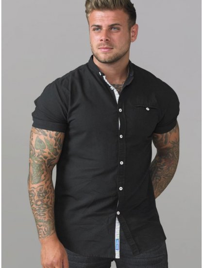 D555 Dwight Short Sleeve Shirt Black - Overhemden - Overhemden Grote Maten Heren
