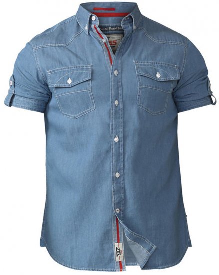 D555 Nathan Short Sleeve Shirt Blue - Overhemden - Overhemden Grote Maten Heren
