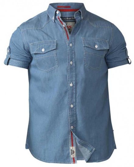 D555 Nathan Short Sleeve Shirt Blue - Overhemden - Overhemden Grote Maten Heren