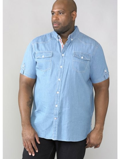 D555 Nathan Short Sleeve Shirt Blue - Overhemden - Overhemden Grote Maten Heren