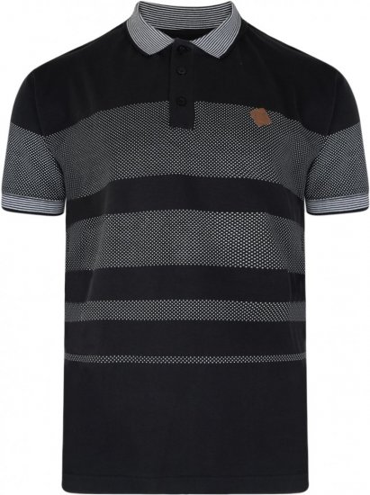 Kam Jeans 5222 Stripe and Dot Polo Black - Polo shirts - Grote Maten Poloshirts Heren