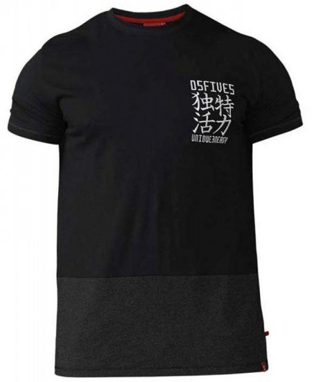 D555 Emerson T-shirt Black & Charcoal - T-shirts - Grote Maten T-shirts Heren